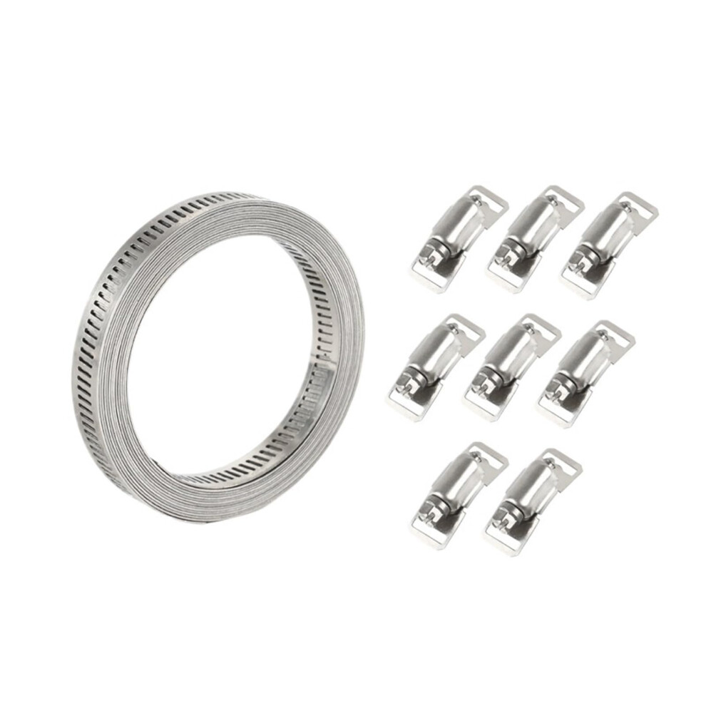 Hose Clamp Kit 304 Stainless Steel Worm Gear Hose Clamp With Fasteners 10 Ft Or 11.5 Ft Strap Silver 9105992824694