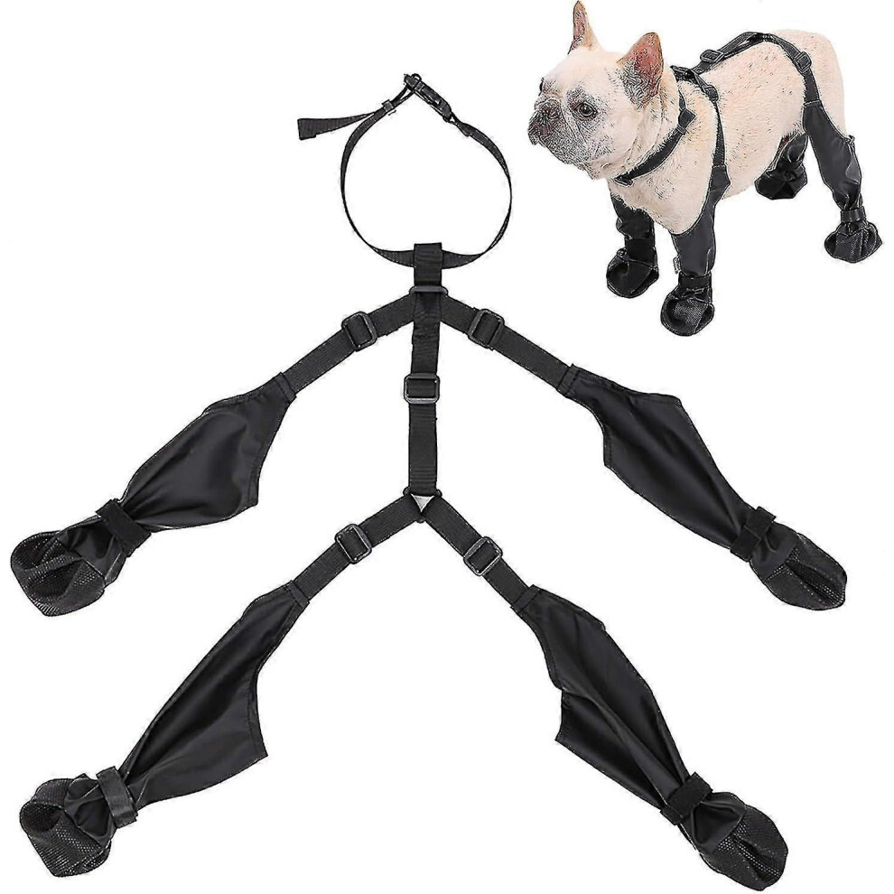 Kikidex (As Show, M) Waterproof Dog Boots Anti-Slip Dog Shoes - Dog Snow Boot Leggings - Breathable Paw Protector Booties With Suspenders