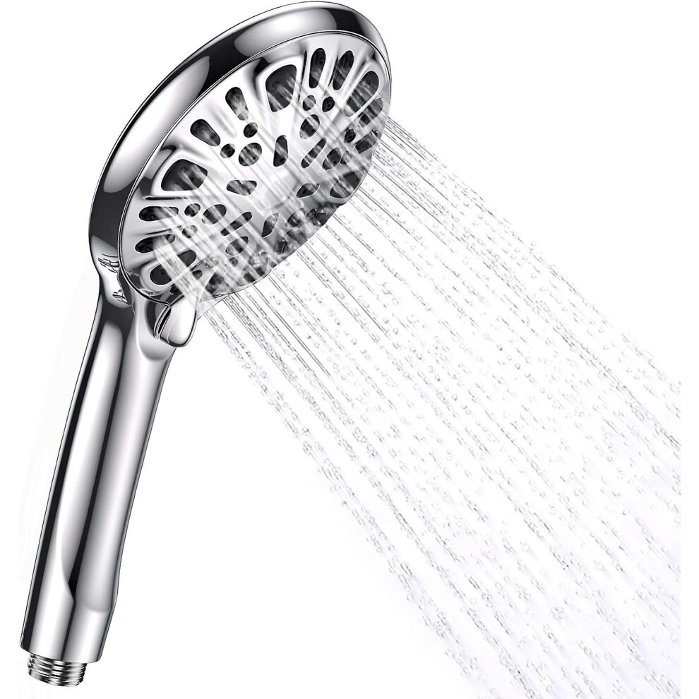 Kikidex (As Show, One Size) 9 Mode Shower Head - Shower Head For Bathroom, Water Saving, Flexible/Low Water Pressure/Chrome (With Hose)