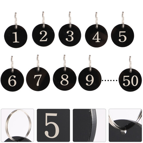 50Pcs Siffer Ringar Akryl Nyckellapp För Hotell