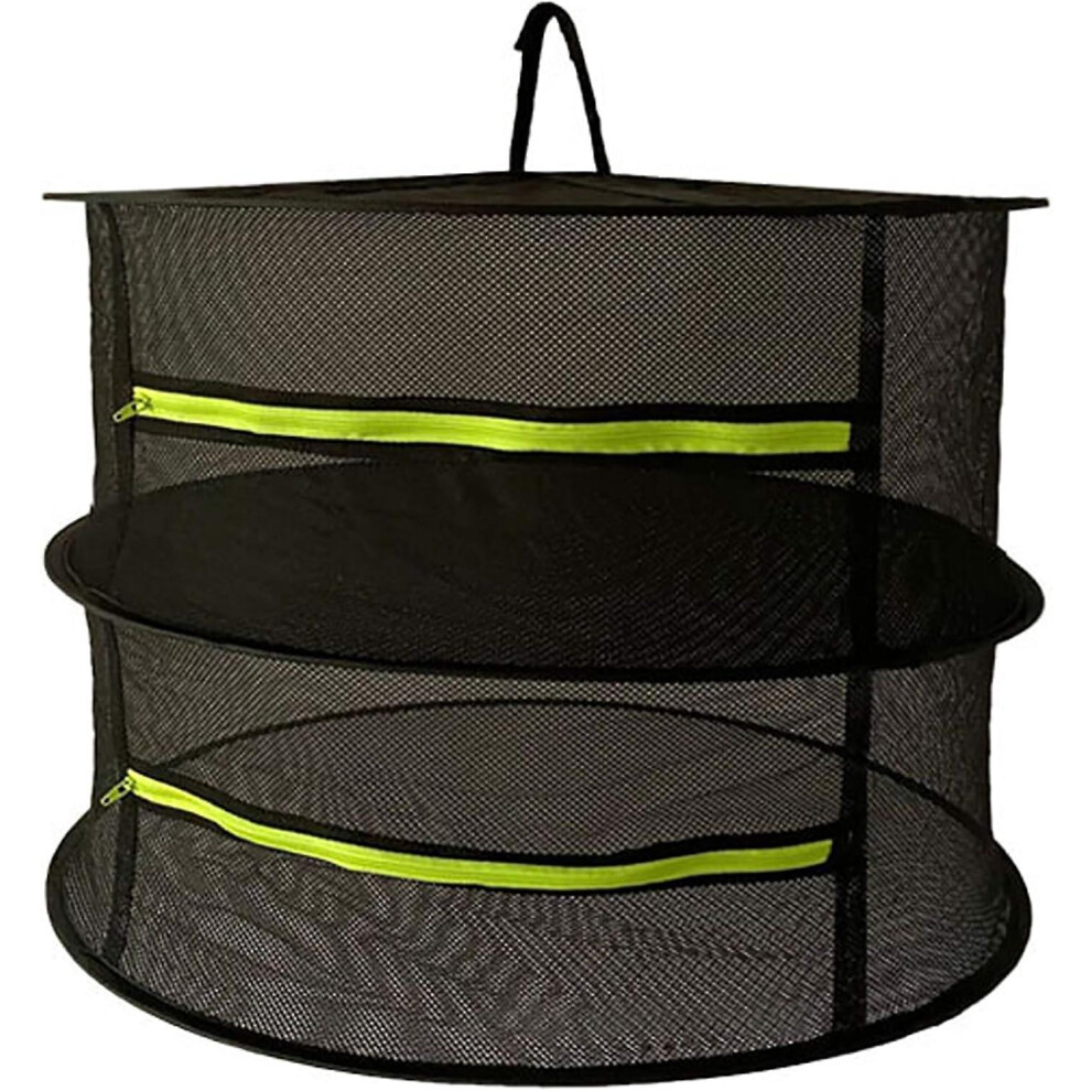 Kikidex (As Show, One Size) Drying Net With Zipper 2 Layers Foldable 61 Cm X 61 Cm X 38 Cm Black For Drying Vegetables, Meat, Herbs, Fish, Etc.