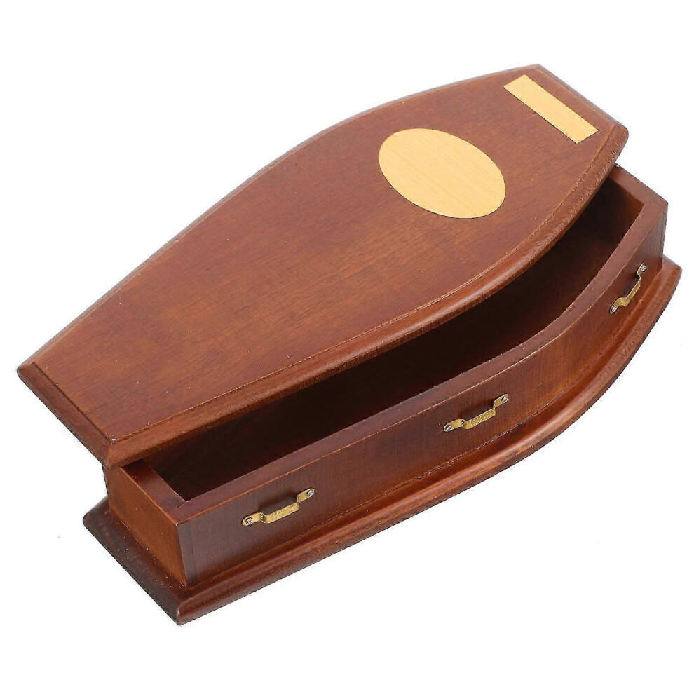 Kikidex (As Show, One Size) Miniature House Ornament Tiny Coffin Model Halloween Themed Small Coffin Craft Mini House Decor