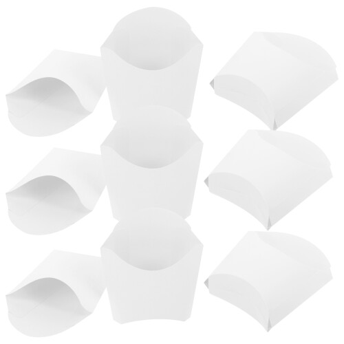 24Pcs Engångs Pommesfriteshållare Vit Pappersbehållare