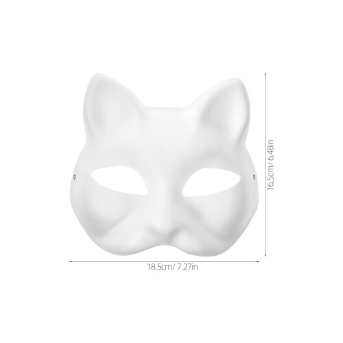 Två Kattmasker Vit Papper Handmålade Halvmask 2