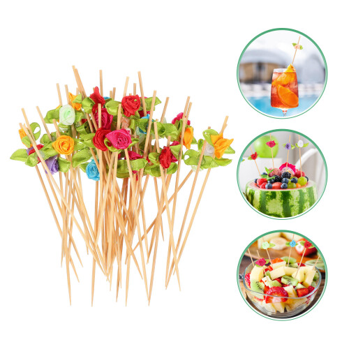100Pcs Rose Cocktailspettar För Förrätter 2
