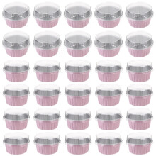 50St Tjockare Aluminiumbaklämningar Muffinsformar Med Lock
