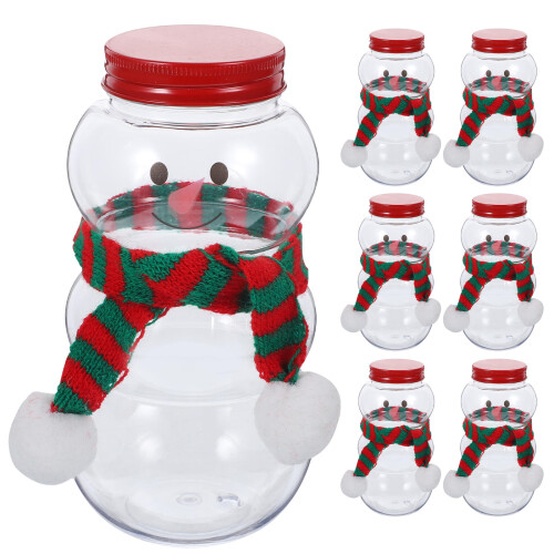 10 Set Snömanneformade Plastdryckesflaskor Med Halsdukar 1