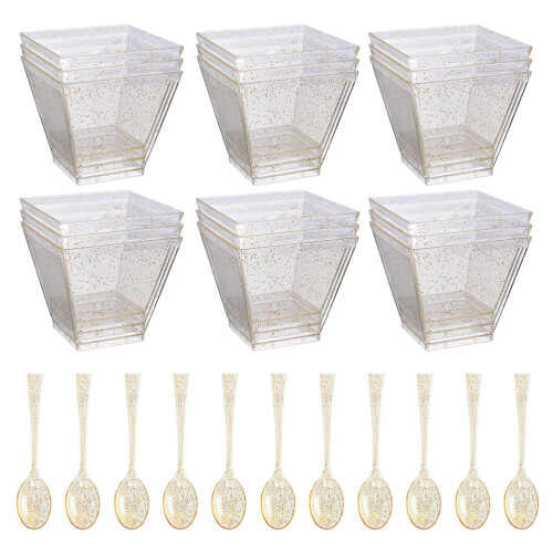 1 Set Plast Dessertmuggar, Glass, Pudding- Yogurtmuggar