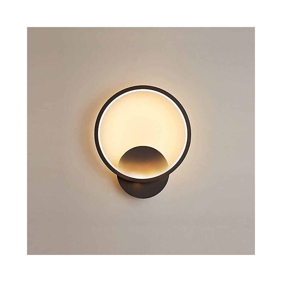 Kikidex (As Show, One Size) Indoor Wall Light Led Round Wall Lamp Black Warm White 3000K Modern For Bedroom Living Room Stairs Corridor Ac 220V