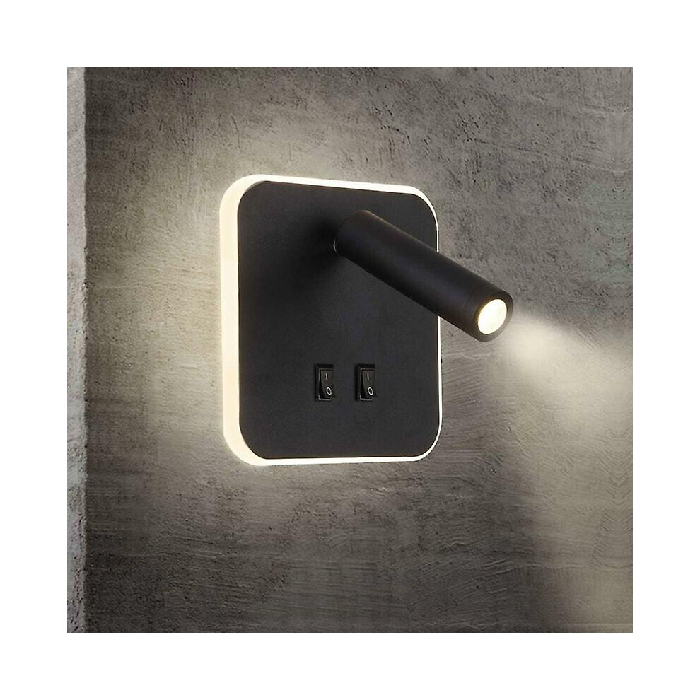 Kikidex (As Show, One Size) Bedside Lights Led Wall Lamp Hotel Indoor Wall Lights Bed Hallway Wall Lamp With Switch Black (Square) [Energy Class A+]