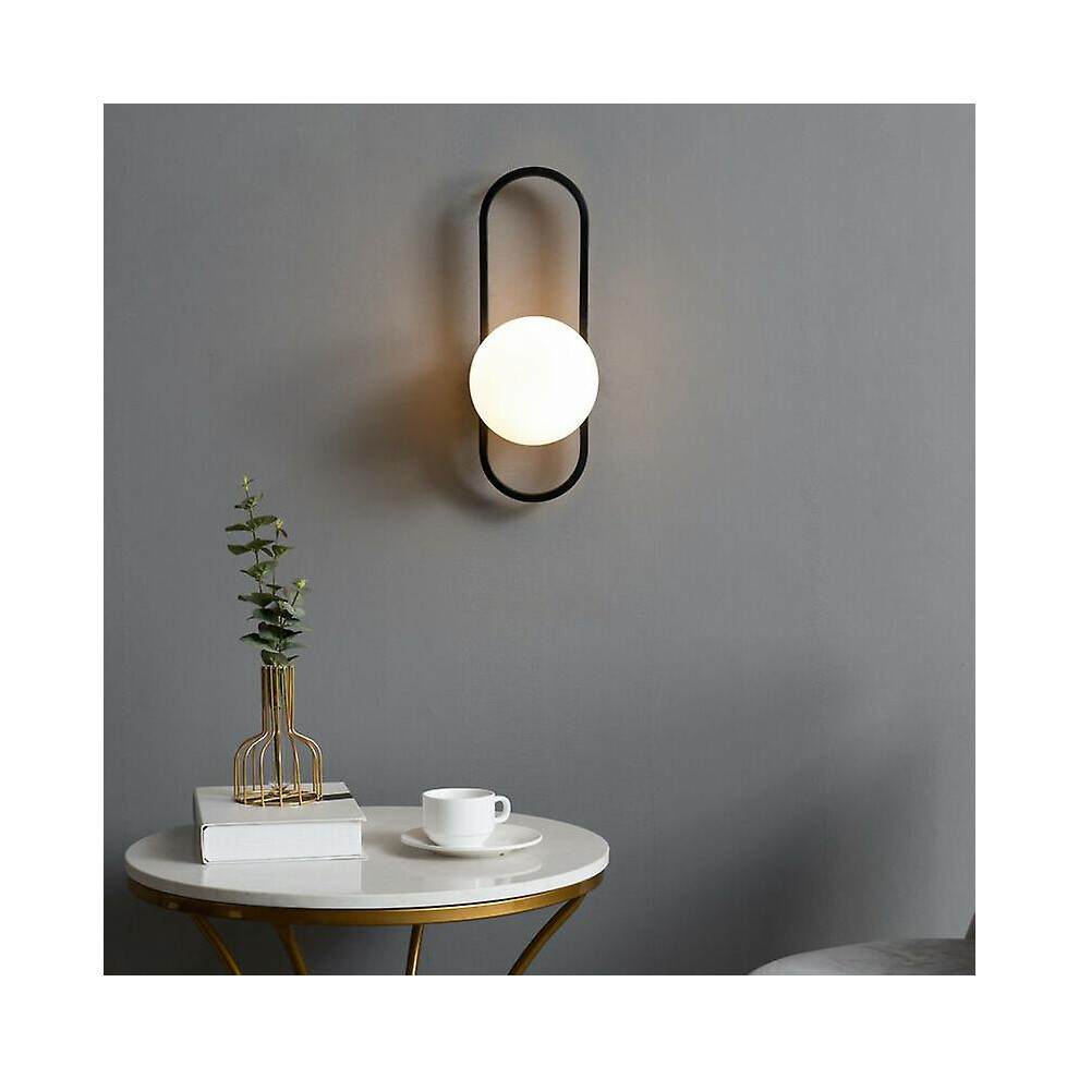 Kikidex (As Show, One Size) Metal And Glass Wall Light Black