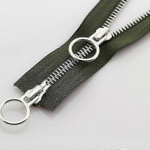 (70cm, khaki) 5# 70/90cm Metal Zipper Double Slider Round Ring Zipper For DIY Sewing Garment