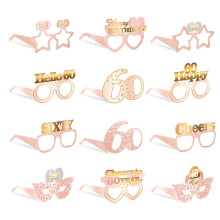 Lunettes d'anniversaire décoratives, 12 pièces, thèmes-60 ans