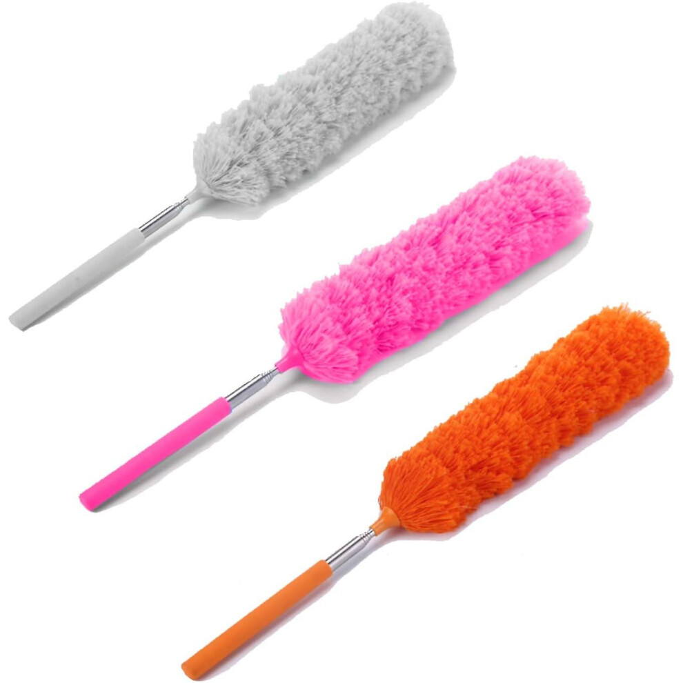 Kikidex (As Show, One Size) 3 Pieces Microfiber Duster, Washable Bendable Duster Duster Brush With Extendable Pole For Home, Office And Cars
