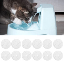 12 piezas de filtros para fuente de agua para gatos 14x14 cm, orificio de 1,3 cm