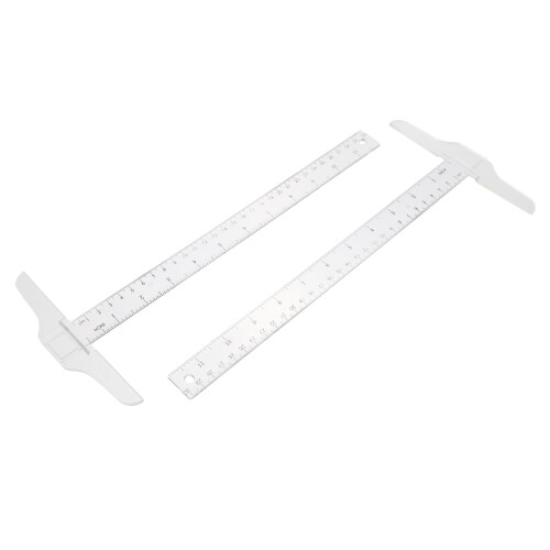 2Pcs Akademisk T- Transparent Mäthjälp Linjaler Studenter