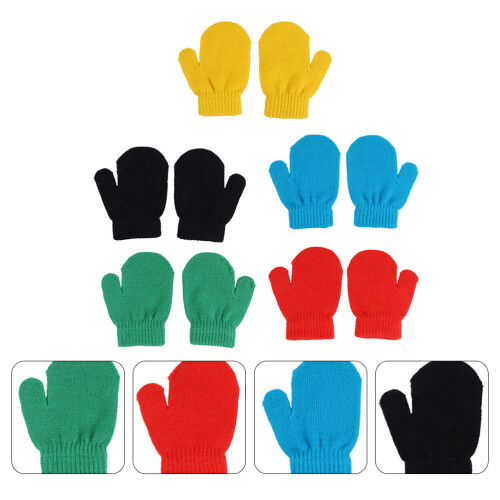 5 Par Unisex Barnhandskar Vintervarma Fingrar 2