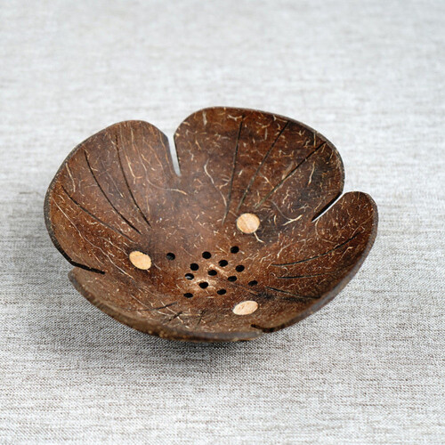Raindrops Shell Shape Soap Dish Wood Material Drainage 1pack 2