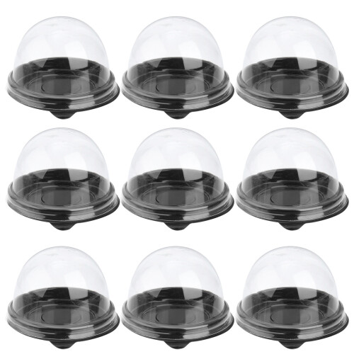 50Pcs Äggula Puff Måncake Låda Av Transparent (Svart) 1