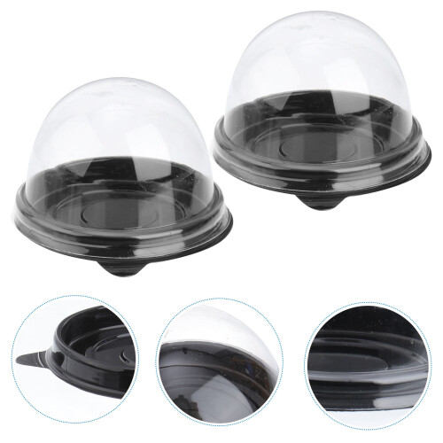 50Pcs Äggula Puff Måncake Låda Av Transparent (Svart) 2