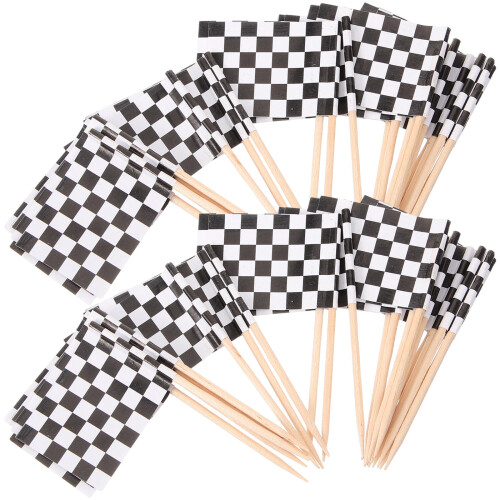 Pack Av 100 Racingflagg Tandpetare Svart 1