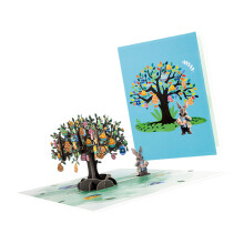 Cut Easters Greeting Card 3D Rabbits Eggs Tree Popup Arts