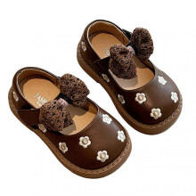 (23, Dark Bown) Dress SHoes for Little Girls Unique Retro Embroidered Design Wedding Girl Shoes