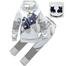 (140 7-8 Years,E)Kids Boys Girls Marshmello Dj Led Mask Hoodie Cosplay Costume Party_SSDLV