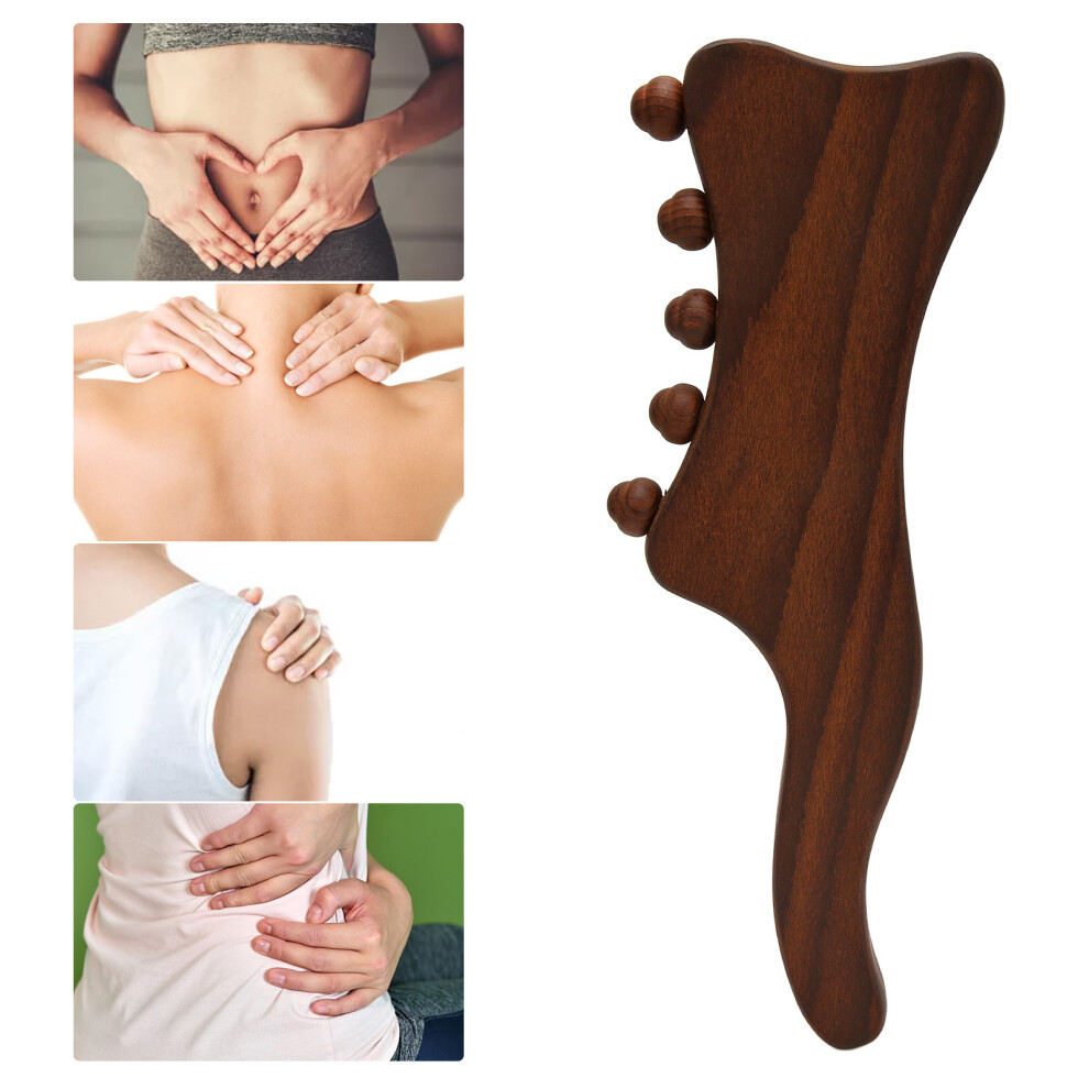 Wooden Gua Sha Stick 5 Dots â Natural Beech for Neck & Back Pain Relief