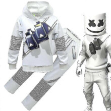 (120 4-5 Years,D)Kids Boys Girls Marshmello Dj Led Mask Hoodie Cosplay Costume Party_SSDLV