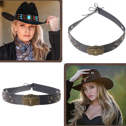 Cowboy Hat Band Cap Decorations for Women Men Adjustable Hat 2