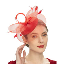Elegant Fascinator Hat 20s Tophat All-match for Bride-Red