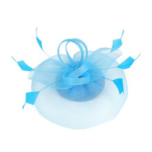 Elegant Wedding Fascinators Hat with Mesh Veil-Lake Blue