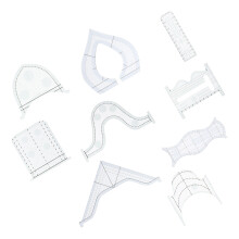 9Pcs Free Motion Kviltning Ruler Mallar, Patchwork Rulers