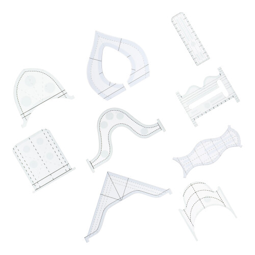 9Pcs Free Motion Kviltning Ruler Mallar, Patchwork Rulers