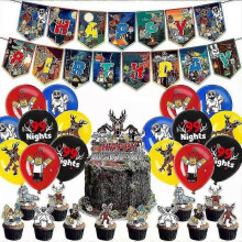 (A)Forest Adventure 99 Nights Kids Birthday Party Decoration Set with Banner and Balloons
