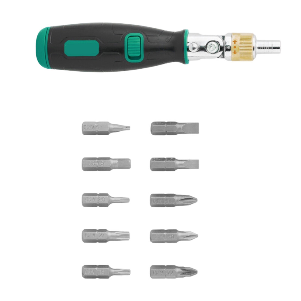 Ratchet Screwdriver Set 10 In 1 Ergonomic Nonslip Handle-Green 7754000207695