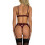 (S, Wine Red) Women Lace Garter Lingerie Set 3
