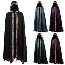 (S-M, black) Men's 5-color Long Cape Medieval Church Clergy Dress Cape Cloak Cosplay Halloween - DSW