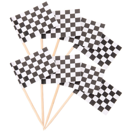 Pack Av 100 Racingflagg Tandpetare, Svart