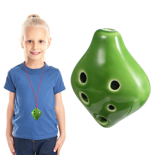 Keramisk Ocarina Med 6 Hål Och Lanyard
