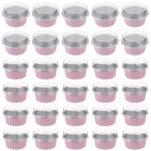 50St Tjockare Aluminiumbaklämningar Muffinsformar Med Lock
