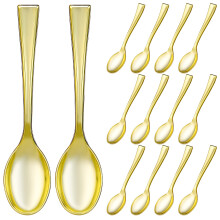 24Pcs Plast Engångs Guld Färgade Mini Skedar Imiterad Metall