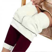 (L, Wine Red) Women Winter Leggings High Waist Warm Lined Thick Opaque Tights Stretch Bottoms Thermal Tight Leggings for Autumn Winter