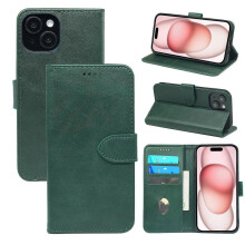 (T-Mobile Revvl 8/T Phone 3, green) Calfskin front flip phone case for T-Mobile Revvl 8/T Phone 3 with anti-drop card slot