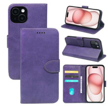 (T-Mobile Revvl V 2021/T-Mobile Revvl V 4G, Purple) Calfskin front flip phone case for T-Mobile Revvl 8/T Phone 3 with anti-drop card slot