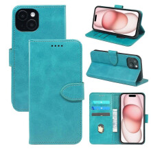 (T-Mobile Revvl 4+, blue) Calfskin front flip phone case for T-Mobile Revvl 8/T Phone 3 with anti-drop card slot