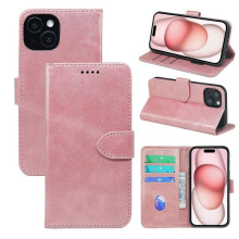 (T-Mobile Revvl V+ 5G, Rose gold) Calfskin front flip phone case for T-Mobile Revvl 8/T Phone 3 with anti-drop card slot