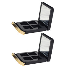 2Pcs Eye Shadow Boxes Black Plastic Compact Portable Makeup Case