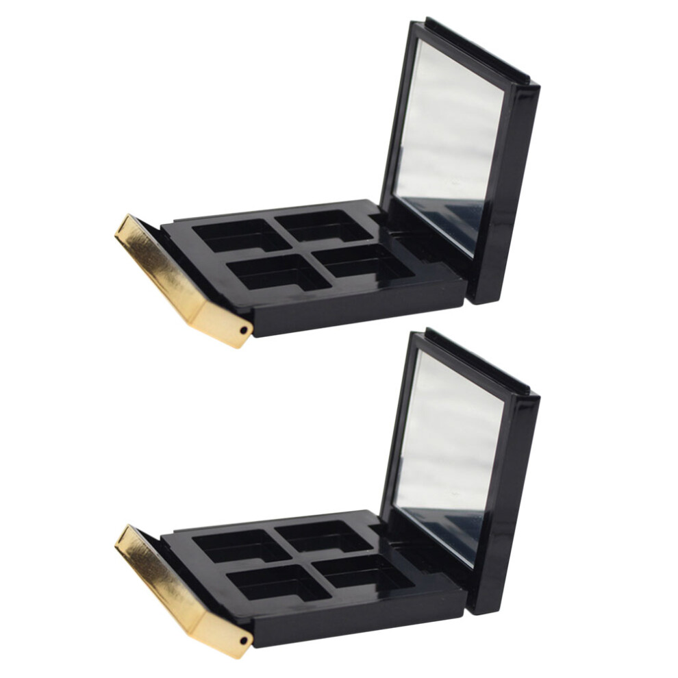 Artibetter Black 2Pcs Eye Shadow Boxes Plastic Compact Portable Makeup Case